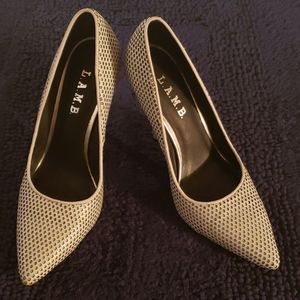 L.A.M.B 4" heel light gray.